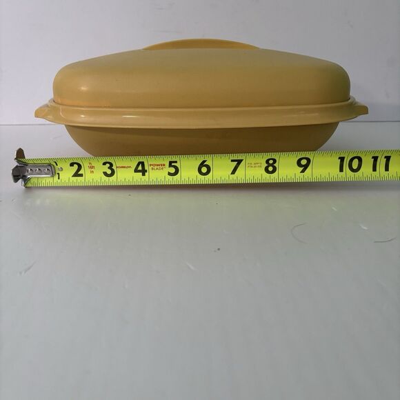 Tupperware Harvest Gold Steamer Oval Bowl Vintage 70s Made in USA 1274-5, 1273-6 - Picture 6 of 6